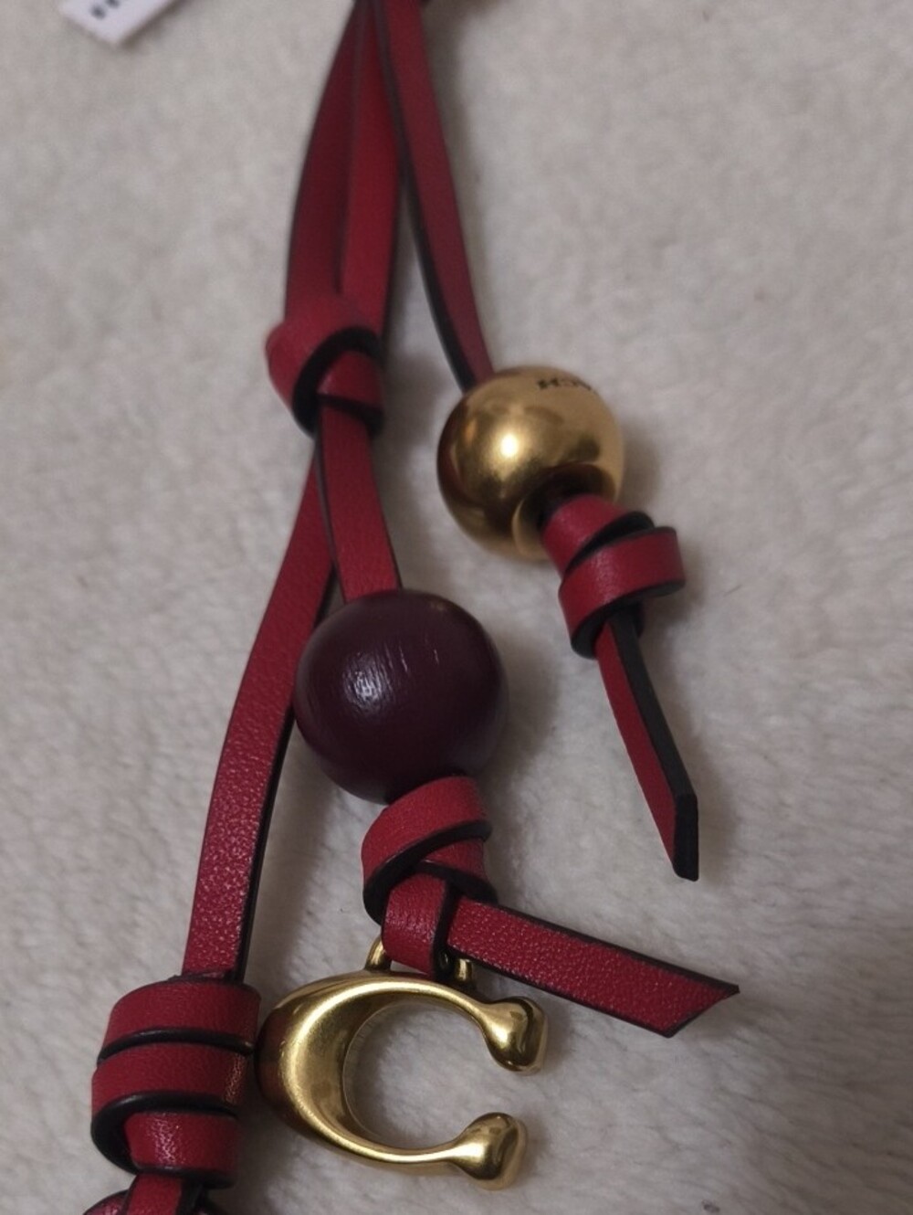 Coach Red Leather Tag Charm with Gold Accents - Picture 4 of 9